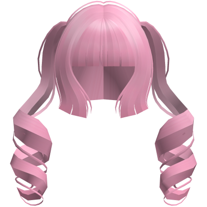 jirai moe hime cut curly ponytails hot pink