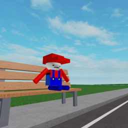 Red Plumber Waits for the BUS!