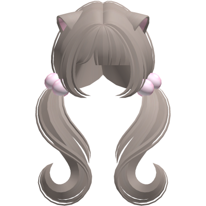 ♡ kawaii moe wavy pigtails w cat ears (ash brown)