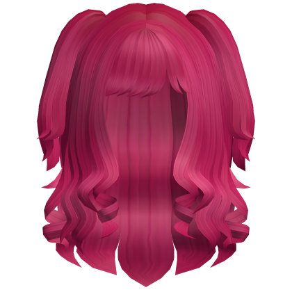 Cute Swirly Curled Pigtails (Hot Pink)