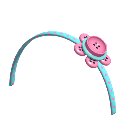 Cyan Gyaru Flower Button Polka Headband  Roblox item