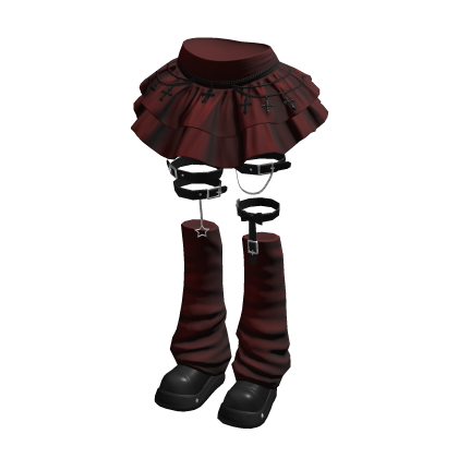Red Ruffle Skirt Emo Grunge Boots Y2K Goth Outfit thumbnail