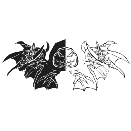 Cartoony black&white Hood Star Dragon Wings Combo
