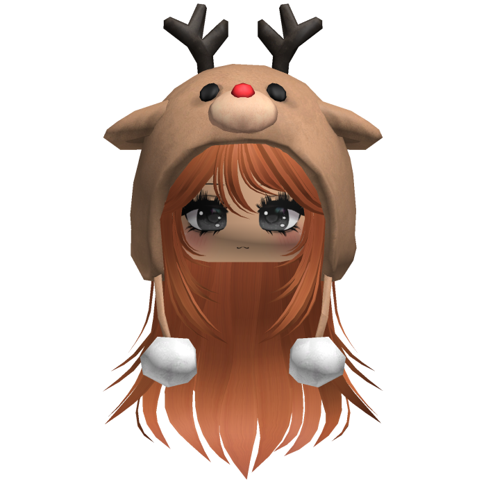 Christmas Reindeer Beanie w Flowy Hair Ginger