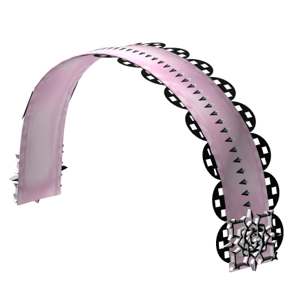 ✙ ruffled emo vkei pink n black rose headband