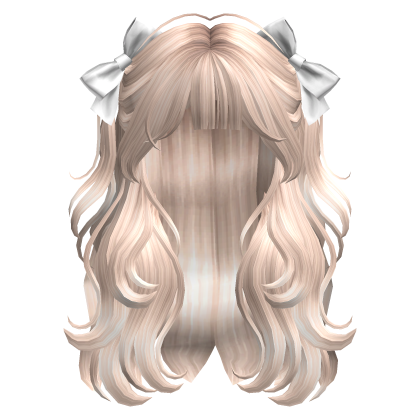 Wavy Half up Pigtails with Ribbons(PlatinumBlonde)
