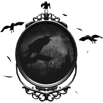 Crow Black Bird Feather Haunted Halloween Mirror