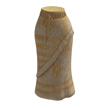 Vintage Graffiti Knit Maxi Skirt w/ Sash (Yellow) thumbnail