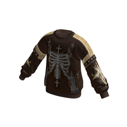 Goth Ribcage Graphic Sweater (Dark Brown)