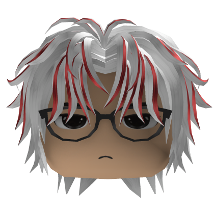 Layered Hair w/ Round Glasses (White/Red)