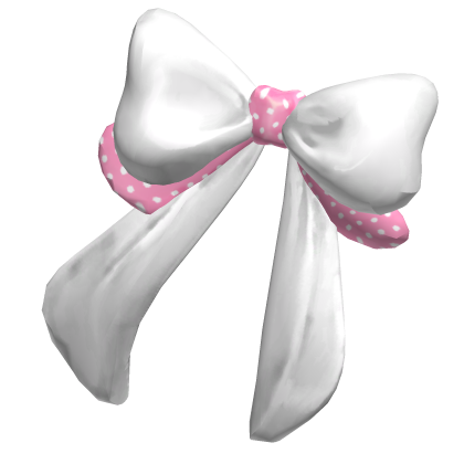 cute bow front clip white x pink Roblox item