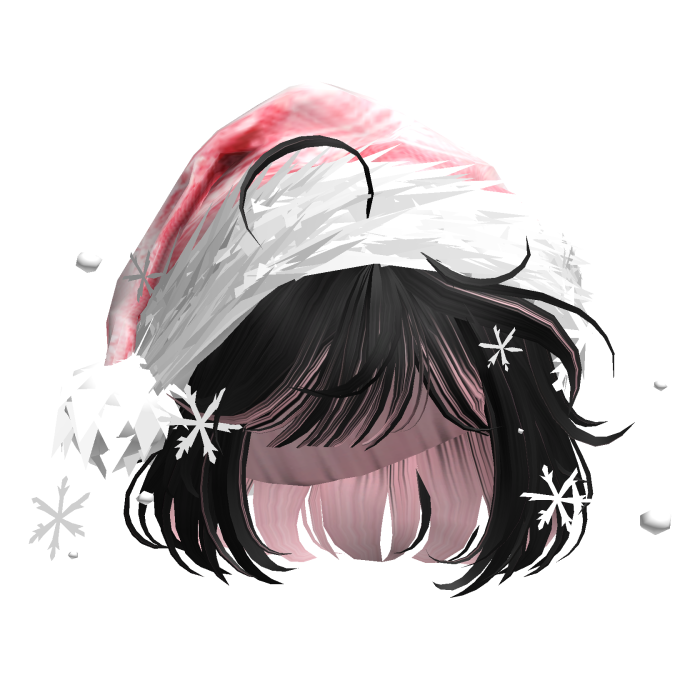 Christmas Cute Hair w/Santa Hat (Black&Pink)