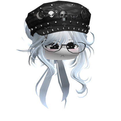 Emo Vamp Bun w/ Skull Beret (Sky Blue) Roblox item