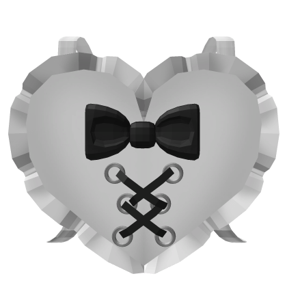 emo laced heart bow backpack in white and black Roblox item