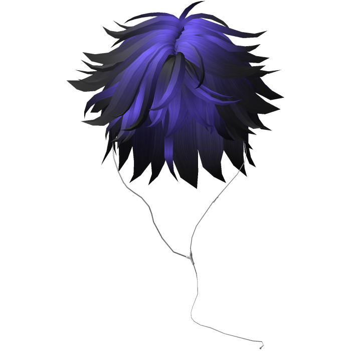 Y2K emo boy with headphones, purple black hair
