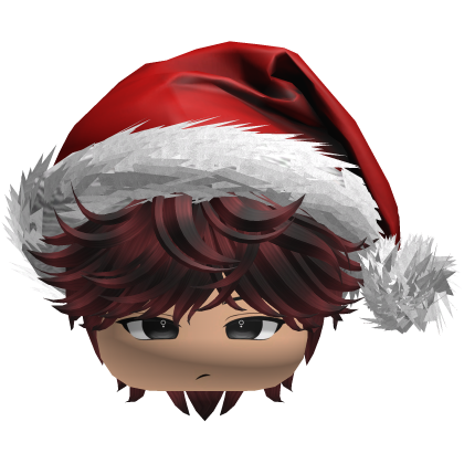 Messy Fluffy Black and red Hair a Santa Hat Y2k Roblox item
