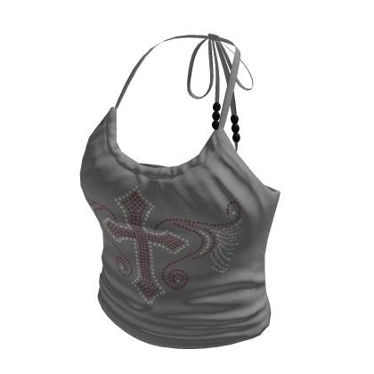 Girl Y2k Cross Top Gray | Roblox Item - Rolimon's