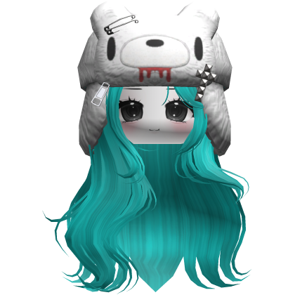 Fuzzy Bear Ushanka Flowy Long Hair (Aqua Teal)