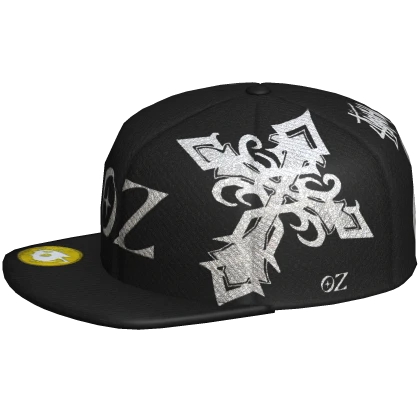 OZ Y2K Sideways Cross Fitted Black Cap | Roblox Item - Rolimon's