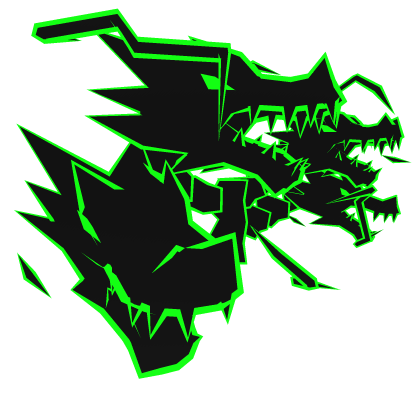 Cartoony Green Lightning Dragon Heads