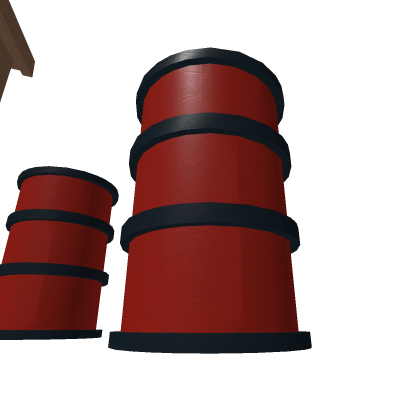 shack with exploding barrels and guns
