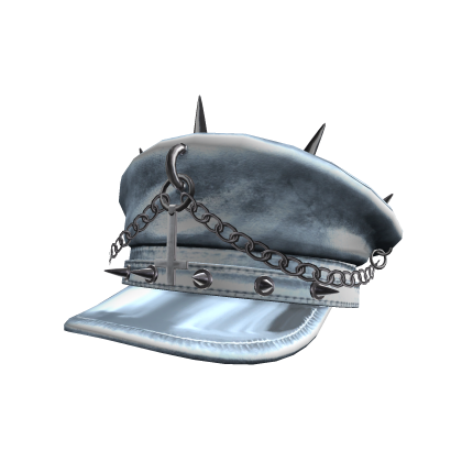 Goth Spiked Cross Chain Captain Hat Light Blue Roblox item