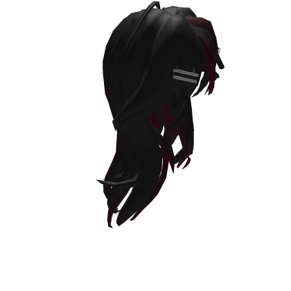 Black & Red Emo Grunge Hair with Star Clip 🖤 Roblox item
