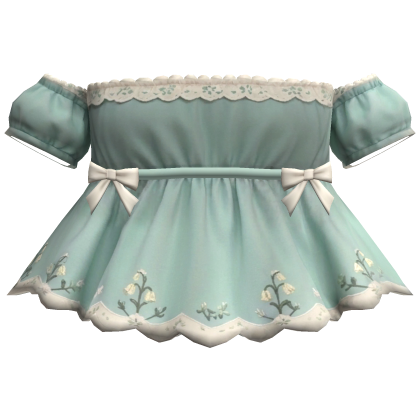 Mint Puff Sleeve Ruffle Top