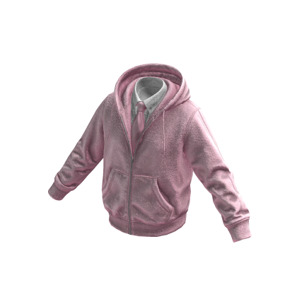 Pink Layered Hoodie w/ Shirt & Tie 