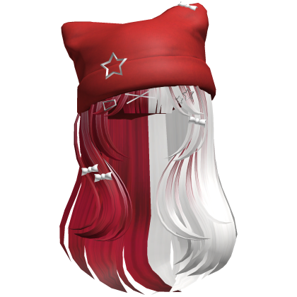 Red&White Cute Kawaii Hair w/ Beanie Roblox item