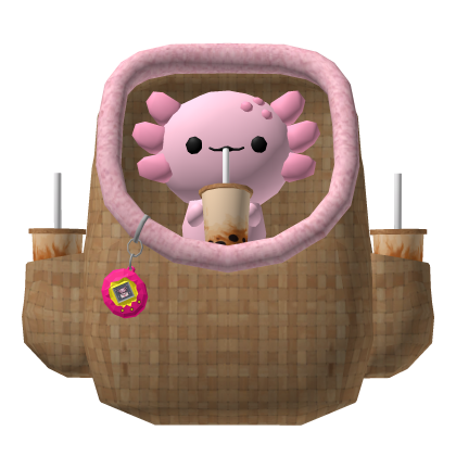 Cute Axolotl with Boba Basket Backpack Roblox item