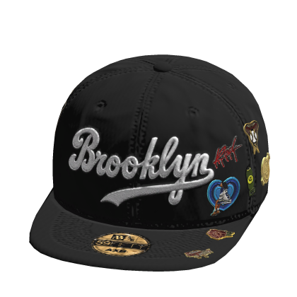 Brookyln Fitted Cap W/ Trendy Pins In Black Roblox item