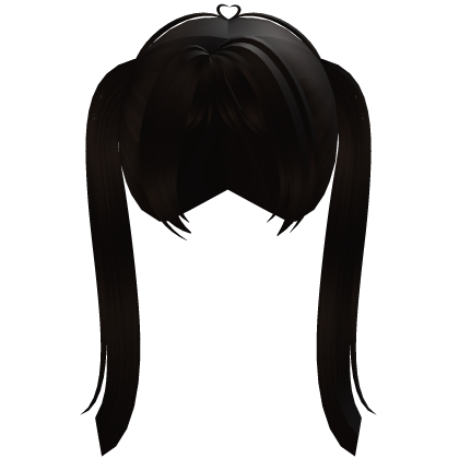 ♡ pigtails dark brown straight tall cute