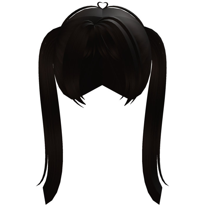 ♡ pigtails dark brown straight tall cute