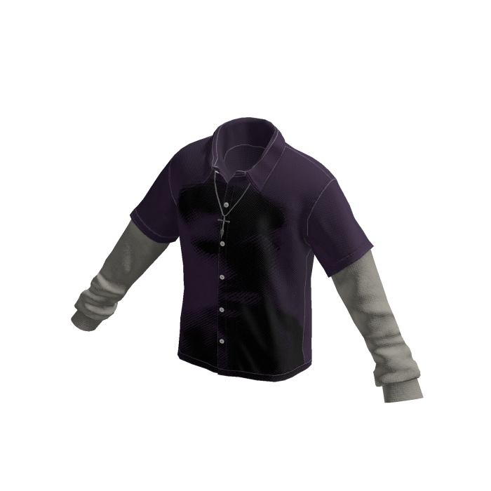 Grunge Graphic Button Up w/ Long Sleeve (Purple)