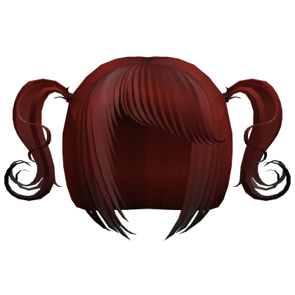 ♡ : ombré red black wispy side bang curly pigtails Roblox item