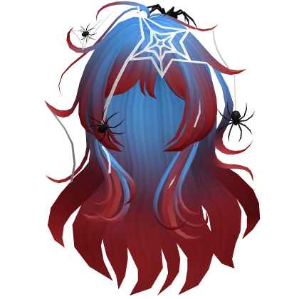 Red & Blue Messy Spider Web Halloween Hair Roblox item