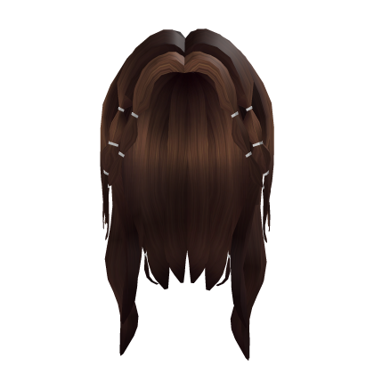 Long hair with pompom bows (brown) Roblox item