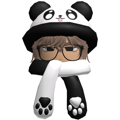 Cute Panda Hat + Scarf Boy Hair Milktea