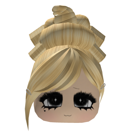 Blonde Y2K Messy Bun Hair w/ Cute Face Roblox item