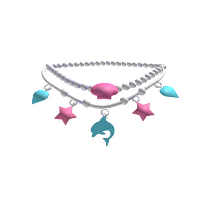 Blue Pink Dolphin Preppy Summer Necklace 3.0