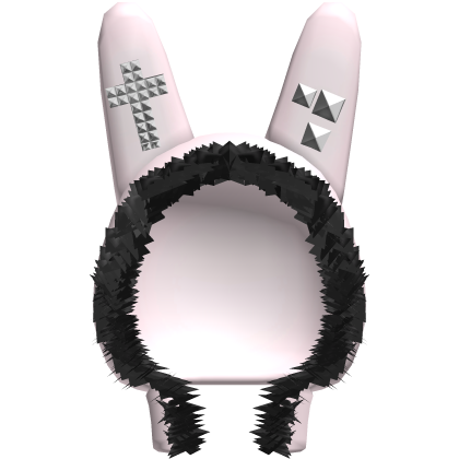 Emo Fur Bunny Hood & Cross Studs in Pink/Black Roblox item