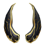 Majestic obsidian horns shimmering gold