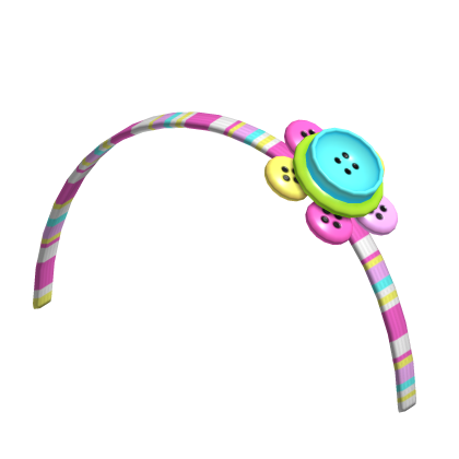Pastel Gyaru Striped Flower Button Headband  Roblox item