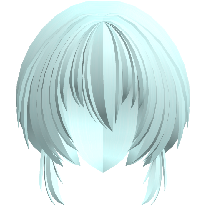 fluffy moe anime short side hair teal
