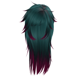 unkept messy long goth wolfcut in green/hot pink