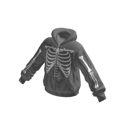 Goth Skeleton Zip-Up Hoodie (Gray)
