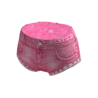 ✨ Coquette Lace Pink Denim Shorts Y2K Kpop