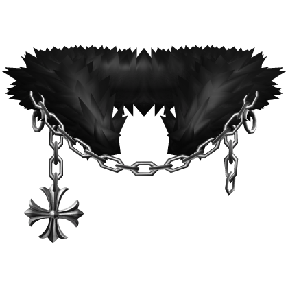 Dark Black Light Chained Chrome Pendant Neck Fur