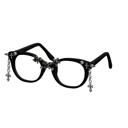 Black Y2k Emo Skull W Cross & Spikes Glasses